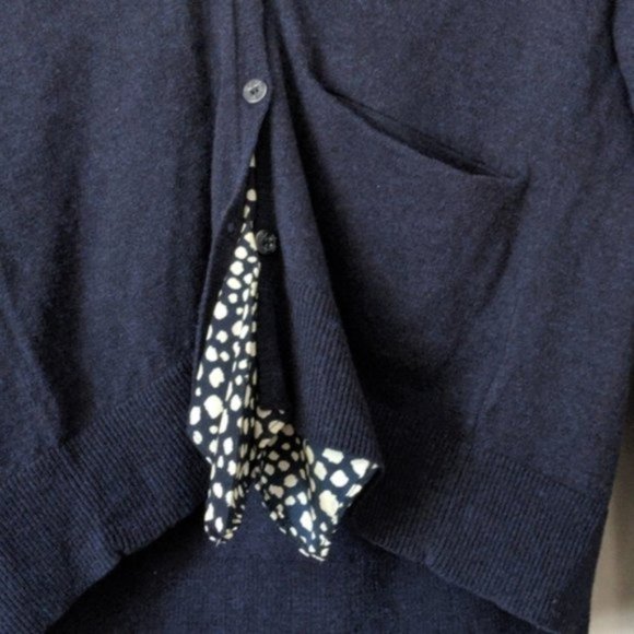 Anthropologie HWR navy blue ruffled cardigan sweater size small - Picture 5 of 7